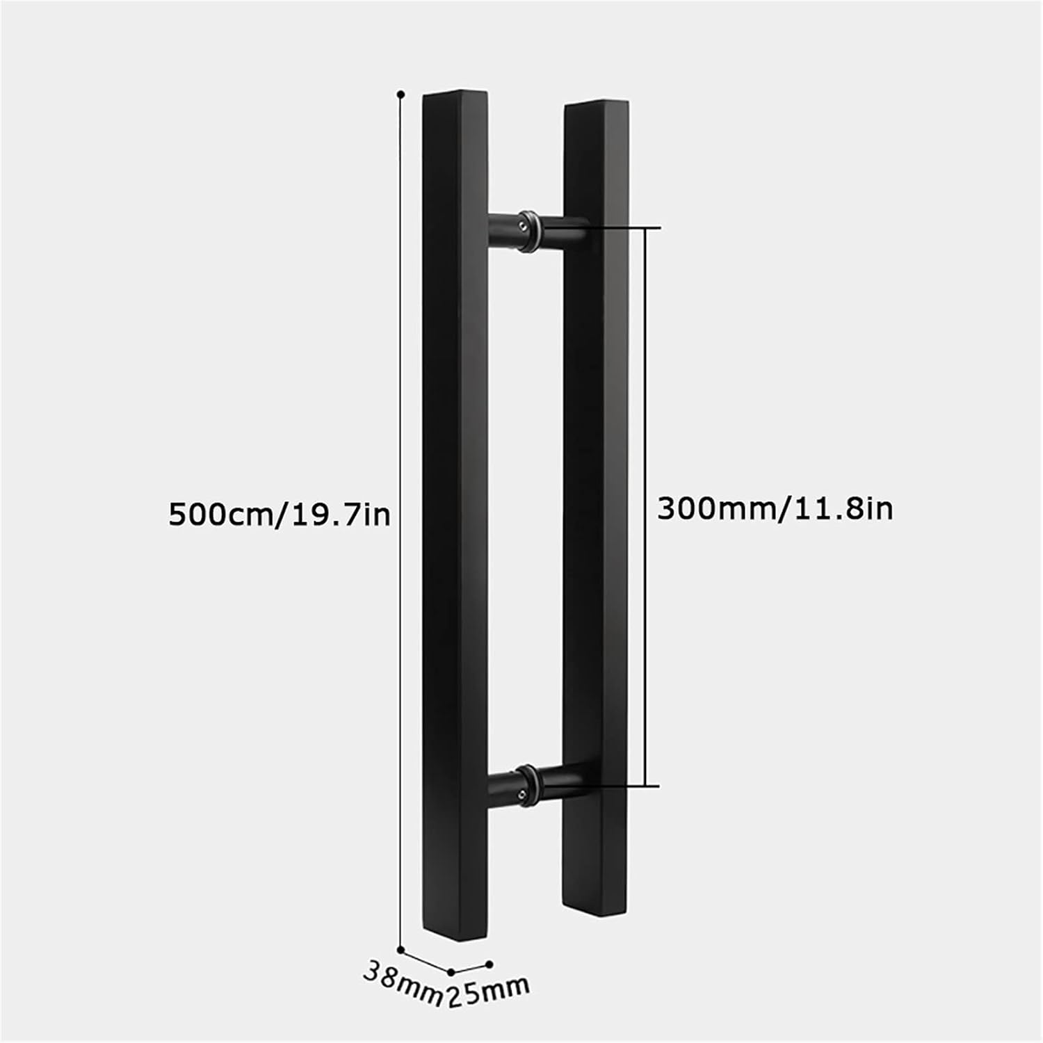 Gate Hardware Door Handle Solid Standoffs Commercial Stainless Steel Office Push-Pull Door Glass Door Wooden Door Sliding Door Handle Black Square Tube Handle (Size : 500×300mm)