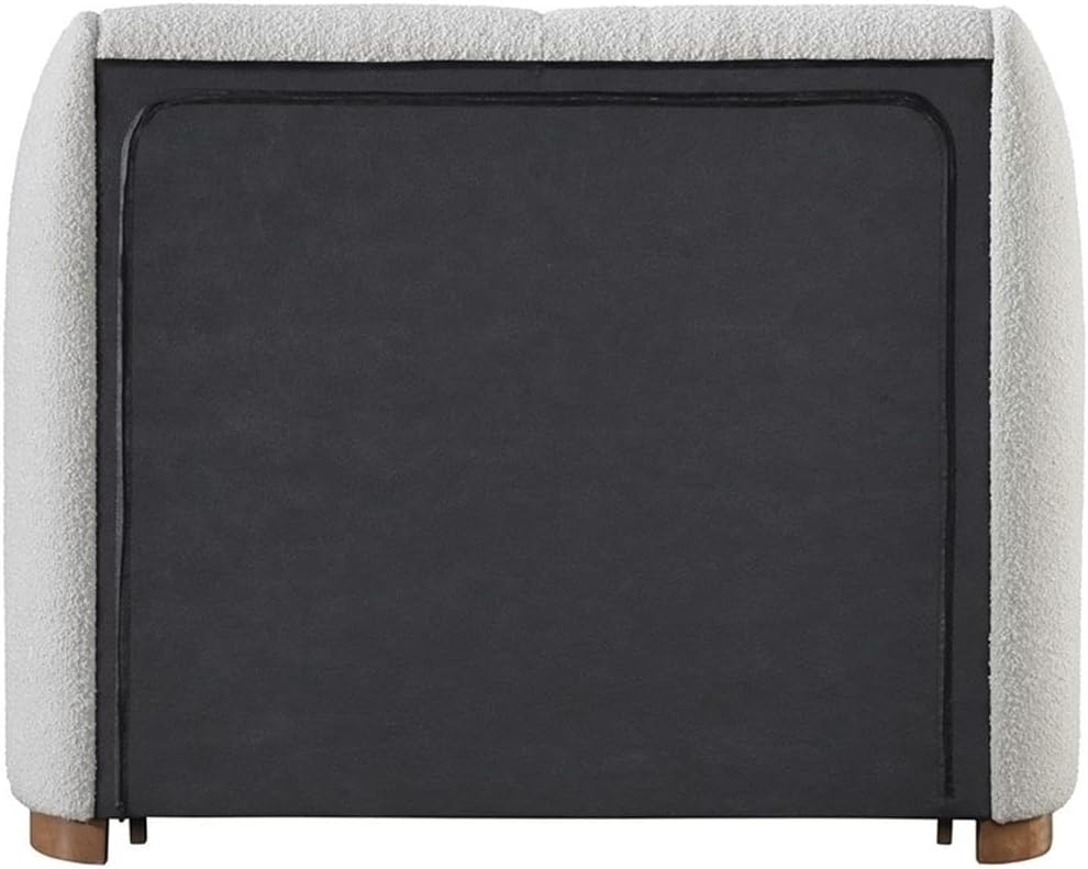 Pemberly Row Set of 2 8-Drawer Double Dresser & Cream Boucle Fabric Twin Bed