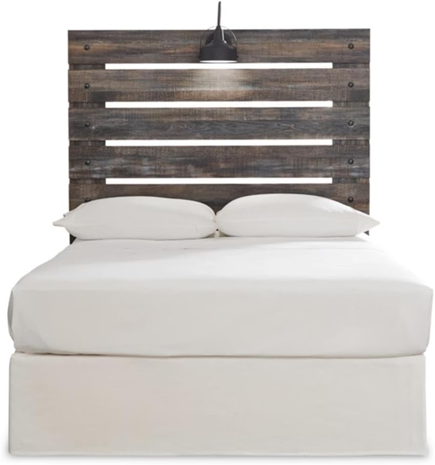 BOWERY HILL Rustic-Industrial Full Headboard & 6-Drawer Dresser Set