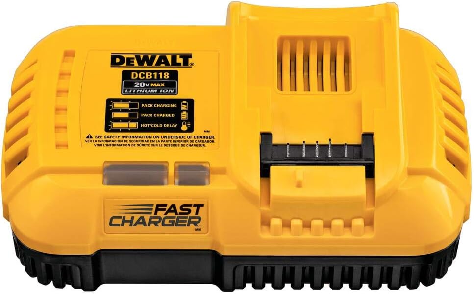 DEWALT (DCB206-2) 20V MAX Battery, Premium 6.0Ah Double Pack & FLEXVOLT 20V MAX* Charger, Rapid Charge (DCB118)