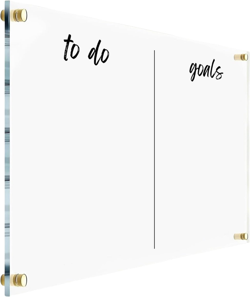 to Do Goals Premium Acrylic Wall Planner - Personalized Calendar 2026 - Horizontal Wall Calendar - Monthly and Weekly Planner (Gold Standoff, 40'x28' (XLarge))
