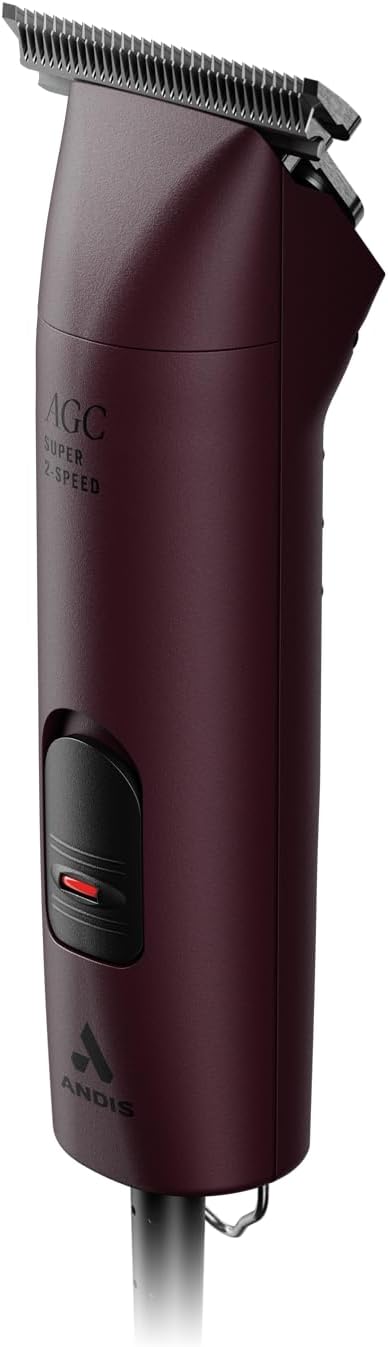 Andis 23330 Professional AGC Super 2-Speed Horse Clipper with Detachable Blade - Cool & Quiet Running Design - Includes Ultra Edge Size T-84 Blade for Complete Horse Grooming - Burgundy