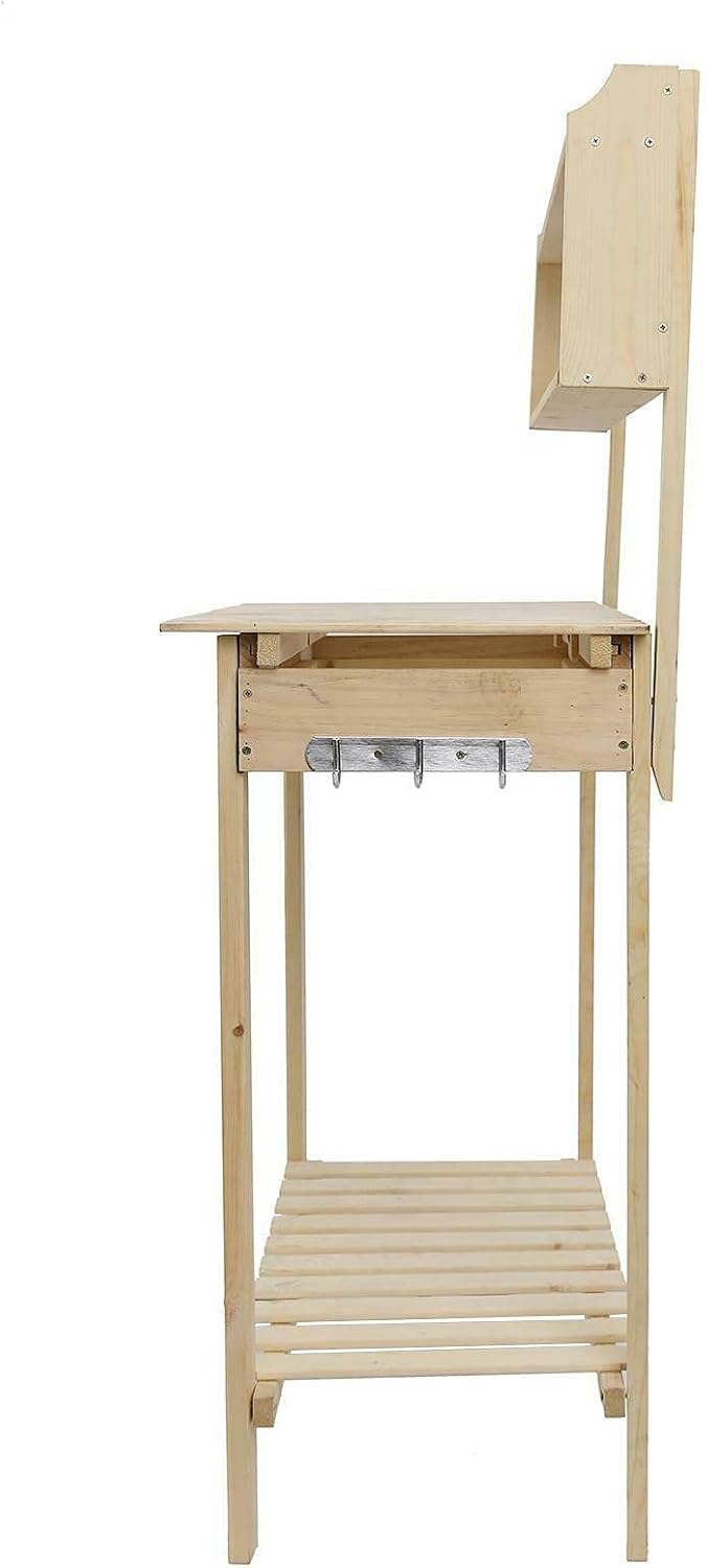 Garden Potting Bench Table w/Sliding Tabletop Workstation w/Removable Sink Outside Patio Furniture Gardening Bench Gardening Table Curved Bench Small Porch Bench