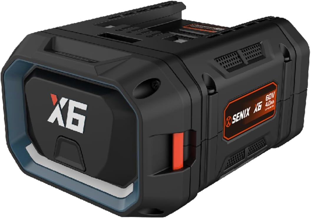 SENIX X6 60 Volt Max* 4 Ah Lithium-ion Battery 60 Volt Max* Cordless Lawn and Garden Tools, Fade-Free, Battery Indicator Lights (B40X6)