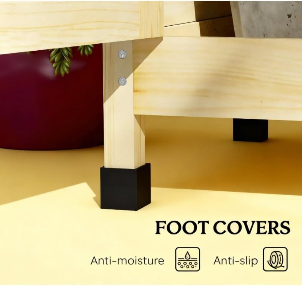 Premium Wooden Potting Bench with Built-in Sink, Adjustable Shelf, Tool Hooks, and Ample Storage for Gardeners (Natural Wood + Wood)
