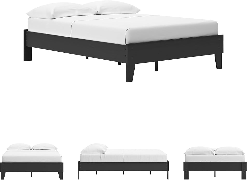 Signature Design by Ashley Socalle Casual Full Platform Bed with Metal Slats, No Box Spring Needed, Black