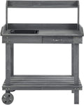 36'' Wooden Potting Bench Work Table W/ 2 Removable Wheels,Sink,Drawer Large Storage Spaces,for Outdoor Backyard Gardens