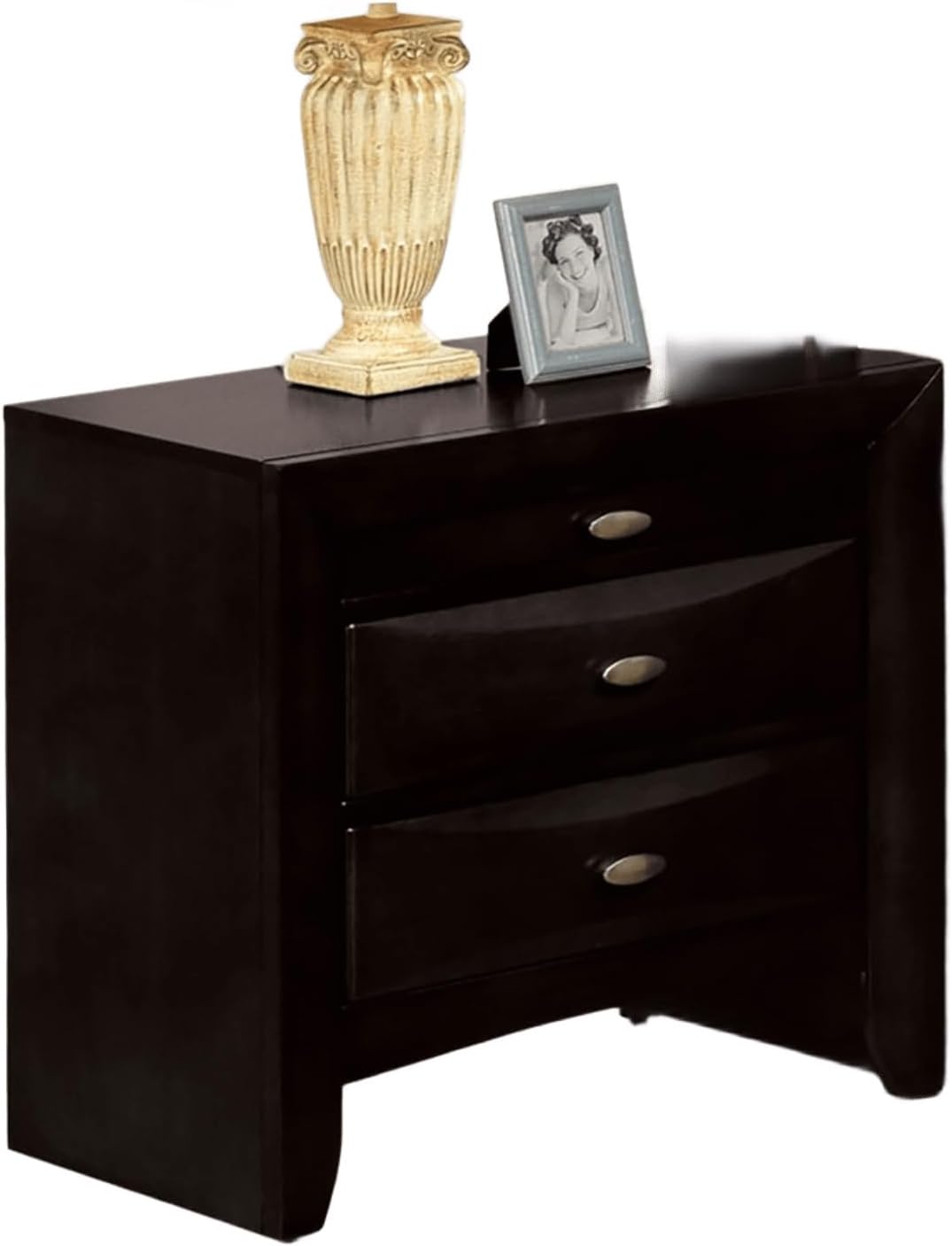King Size Bed 2X Nightstands Headboard Bookcase Black Color 3pc Set Bedroom Furniture