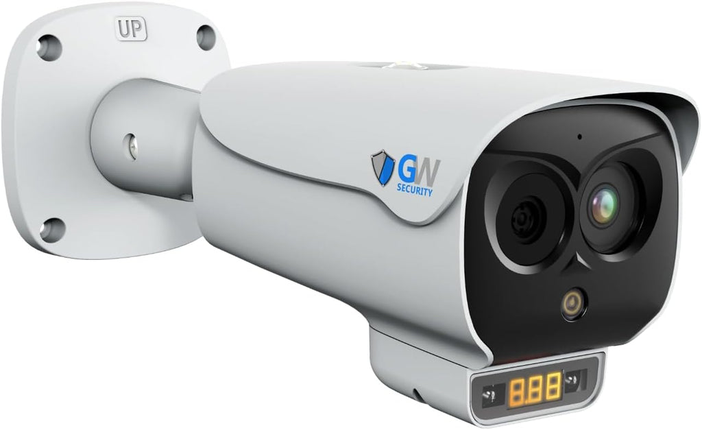 GW Security 5MP Bi-Spectrum Temperature Measurement Two-Way Audio IP PoE Thermal Security Camera w/Smoker, Flame, Fire Point, Human and Vehicle Smart Detection and 10 AI Functions (GW68-5617TMIC)