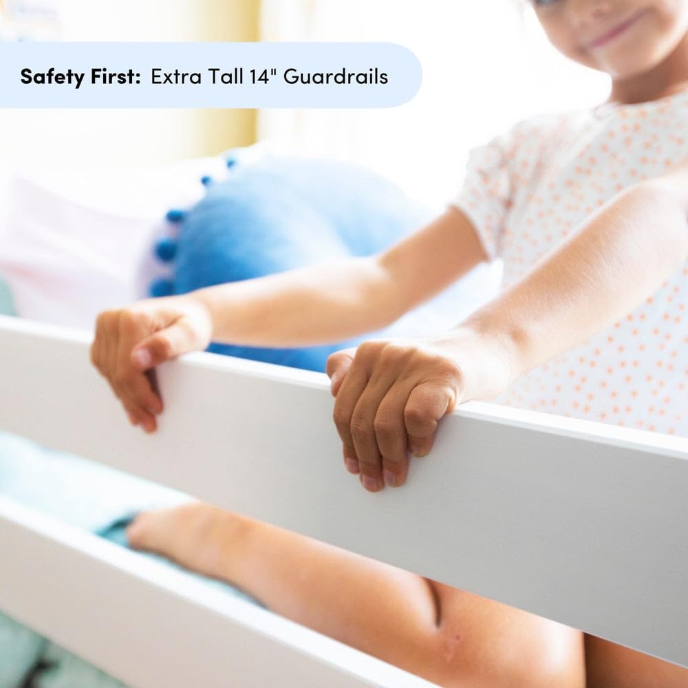 Max & Lily Bunk Bed Twin over Twin, Solid Wood Bunk Bed Frame with Ladder for Kids, 14' Safety Guardrails, Easy Assembly, No Box Spring Needed, Natural
