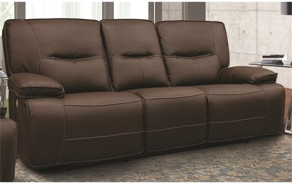 Pemberly Row Chocolate Power Reclining Sofa Set, Sofa 88 in and Chairs 42 in, High-Performance Upholstery, Wall-Hugger Design, USB Charger, Plush Armrests, Living Room Furniture for Relaxation