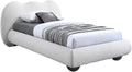 Meridian Furniture HydeCream-T Hyde Collection Modern | Contemporary Twin Bed with Rich Cream Boucle Fabric, Both Natural and Black Finish Solid Wood Legs, 54.5' W x 85.5' D x 35.75' H, Cream, Twin