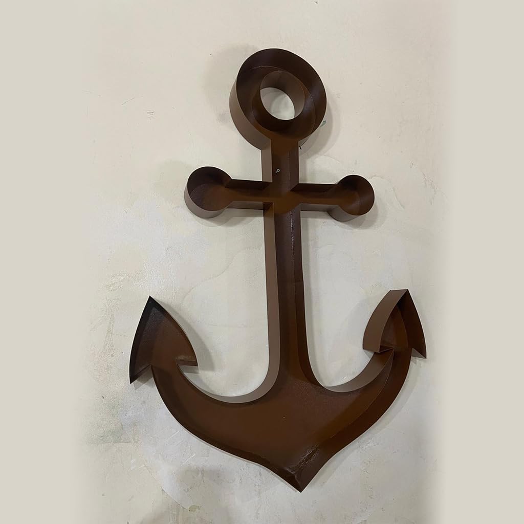 NEONSİGN Anchor Wine Cork Holder Sign Wall Decor – Nautical Metal Wall Art for Kitchen, Bar, or Dining Room (Black, 18x13 inches)