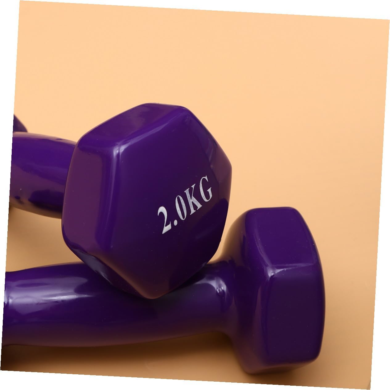 Mikinona 2PCS Non-slip Plastic Dipped Cast Iron Dumbbells Each Unisex Fitness Hand Weights for Gym Workouts Strength Training and Muscle Toning Purple