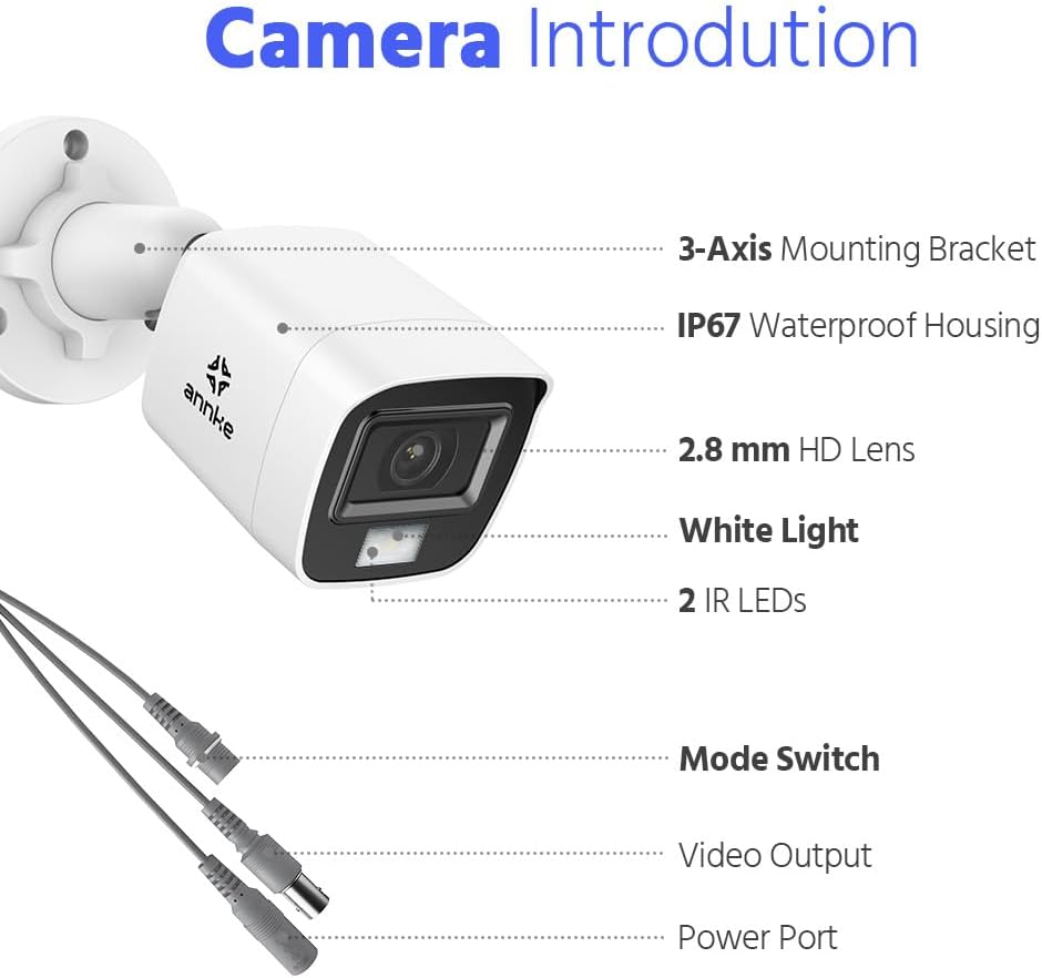 ANNKE 4K Security Camera for Home & Business Surveillance, 4pcs Analog Add-on Wired Bullet Cam with 100ft Night Vision, Smart Color Night Vision, IP67, 2.8mm Lens, 4 Pack