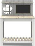Outdoor Solid Wood Potting Bench, 2 Tier Potting Table with Sink and Hooks, Outdoor Potting Bench for Garden, Yard, Balcony, Garden Table with Tool Storage(White)