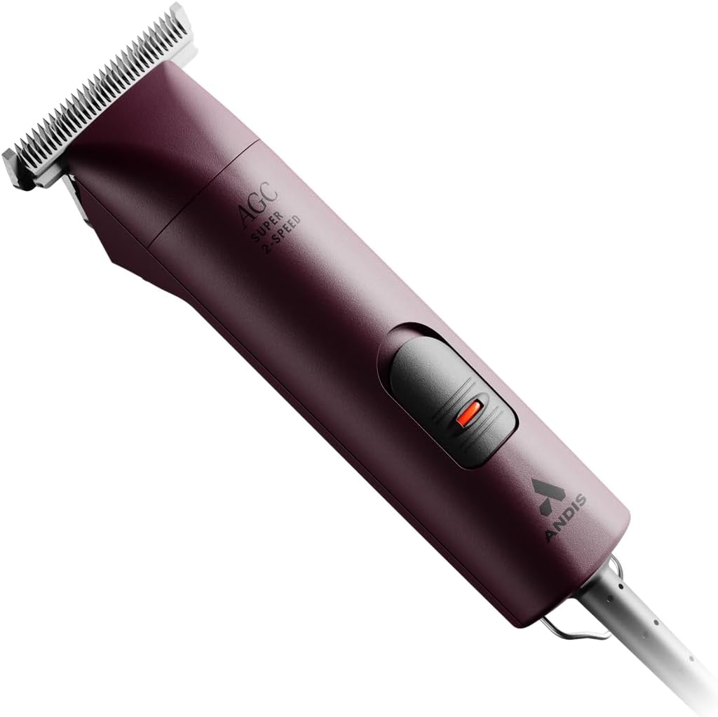 Andis 23330 Professional AGC Super 2-Speed Horse Clipper with Detachable Blade - Cool & Quiet Running Design - Includes Ultra Edge Size T-84 Blade for Complete Horse Grooming - Burgundy
