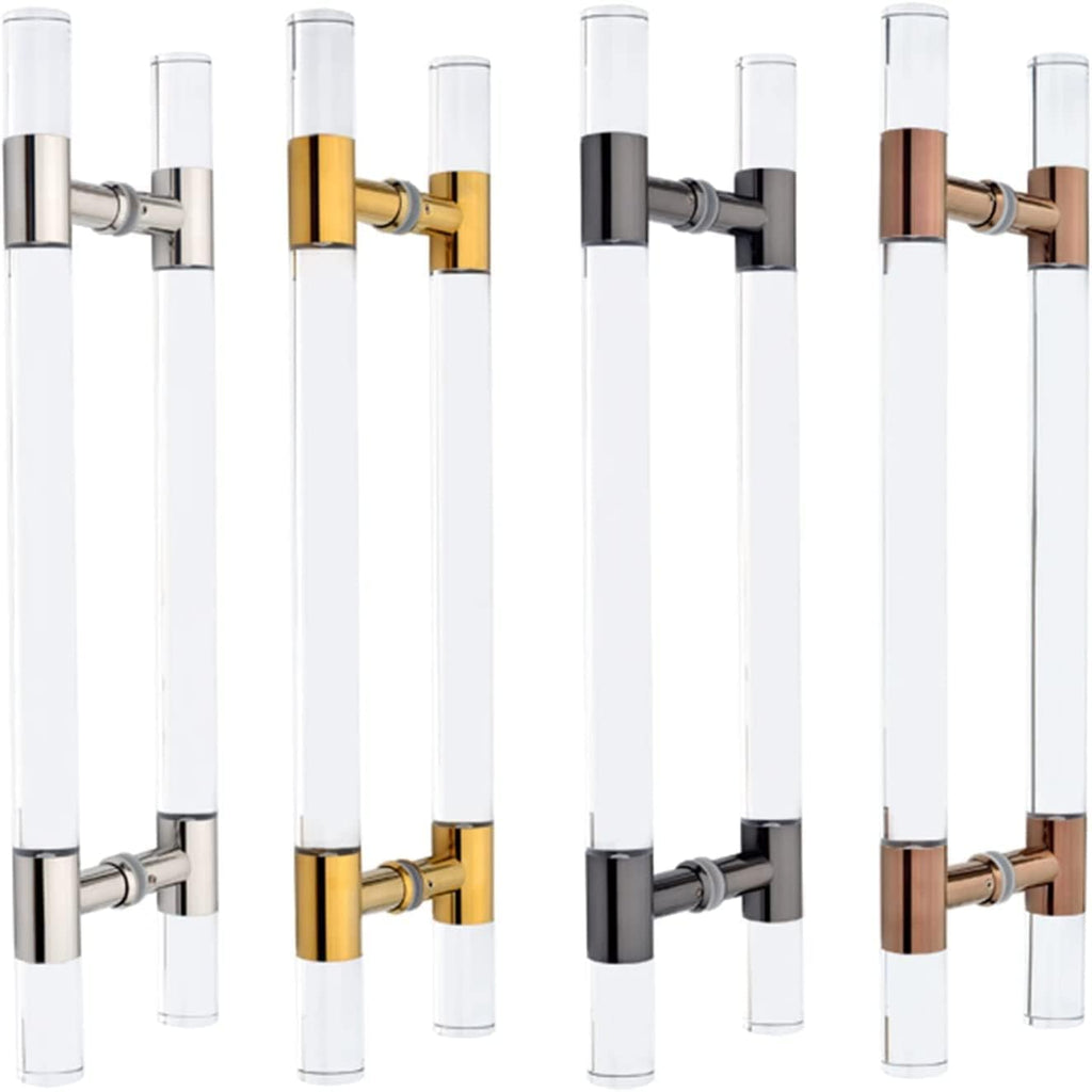 ETULLE Modern Push Pull Bar Handle,Sweet Shop Clinic Bakery Glass Door Handle,Home Indoor Outdoor Clear Acrylic Crystal Door Handles,Barn Door Hardware (Color :Rose Gold,Size :80cm/