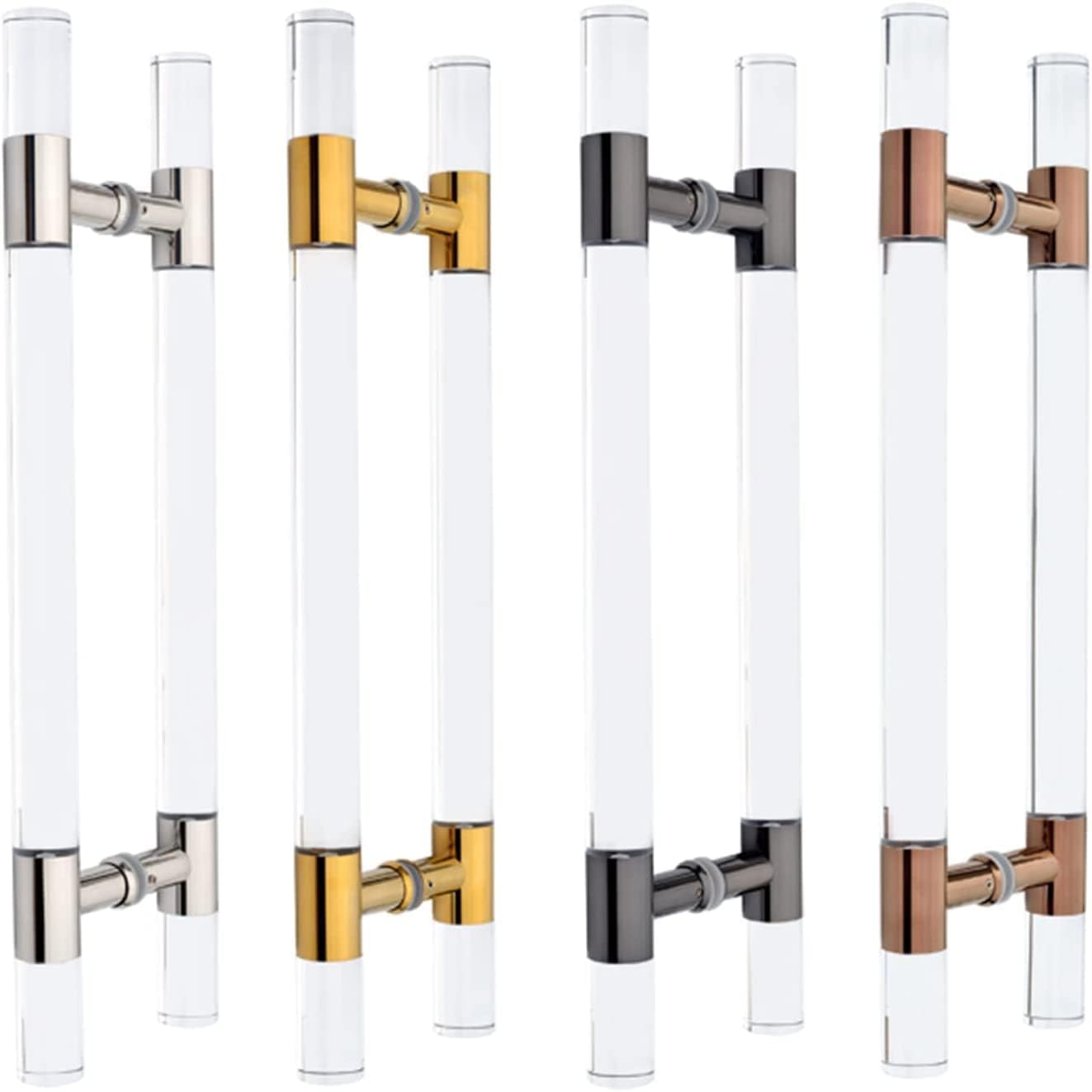 ETULLE Modern Push Pull Bar Handle,Sweet Shop Clinic Bakery Glass Door Handle,Home Indoor Outdoor Clear Acrylic Crystal Door Handles,Barn Door Hardware (Color :Rose Gold,Size :80cm/