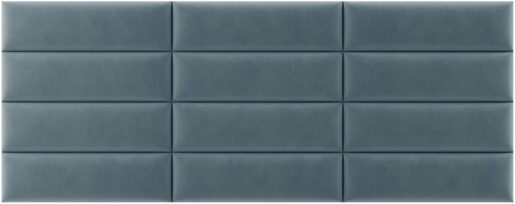 Vänt Upholstered Wall Mounted Headboard Panels -Fredrick Layout - 117' X 46'-Configuration of 12 Individual Panels - Recommended for King-Cal King - Velvet/Antique Blue