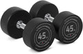 Titan Fitness Round Urethane Dumbbells, Medium Volcano Knurling, 33mm Grip, Easy-to-Read Weight Indicators, Free Weights for Strength Training