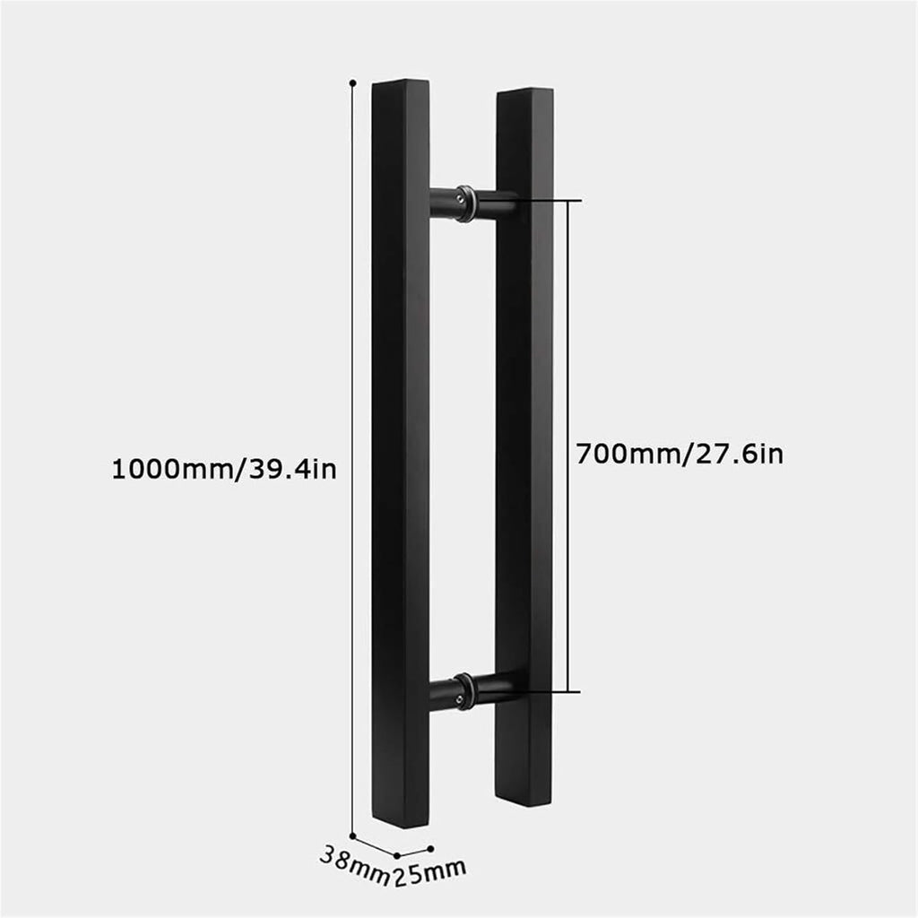 Door Handle Solid Standoffs Commercial Stainless Steel Office Push-Pull Door Glass Door Wooden Door Sliding Door Handle Black Square Tube Handle (Size : 1000x700mm)