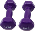 Mikinona 2PCS Non-slip Plastic Dipped Cast Iron Dumbbells Each Unisex Fitness Hand Weights for Gym Workouts Strength Training and Muscle Toning Purple