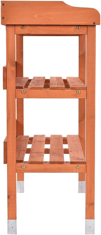 New Outdoor Garden Wooden Potting Bench Work Station Table Tool Storage Shelf W/Hook