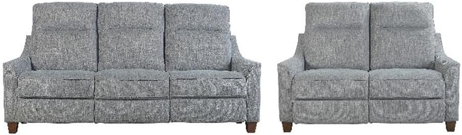 Pemberly Row Pisces Marine Power Reclining Sofa and Loveseat, Upholstered Furniture with Integrated USB Charger, Cordless Design, High-Tech Motor, Plush Foam Cushioning, Home Button, Living Room