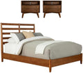 Home Square 3 Piece Set with Full Wood Bed and 2-Drawer Nightstand in Acorn