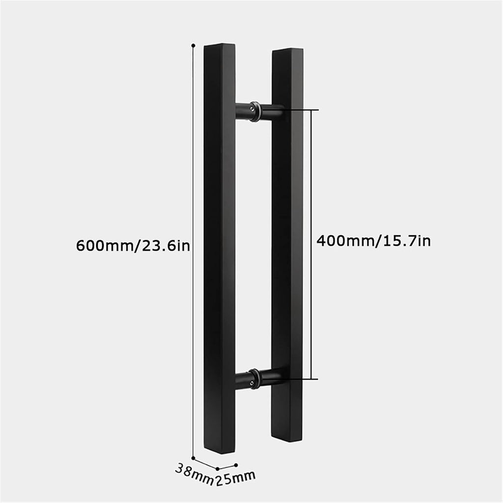 Gate Hardware Door Handle Solid Standoffs Commercial Stainless Steel Office Push-Pull Door Glass Door Wooden Door Sliding Door Handle Black Square Tube Handle (Size : 600×400mm)