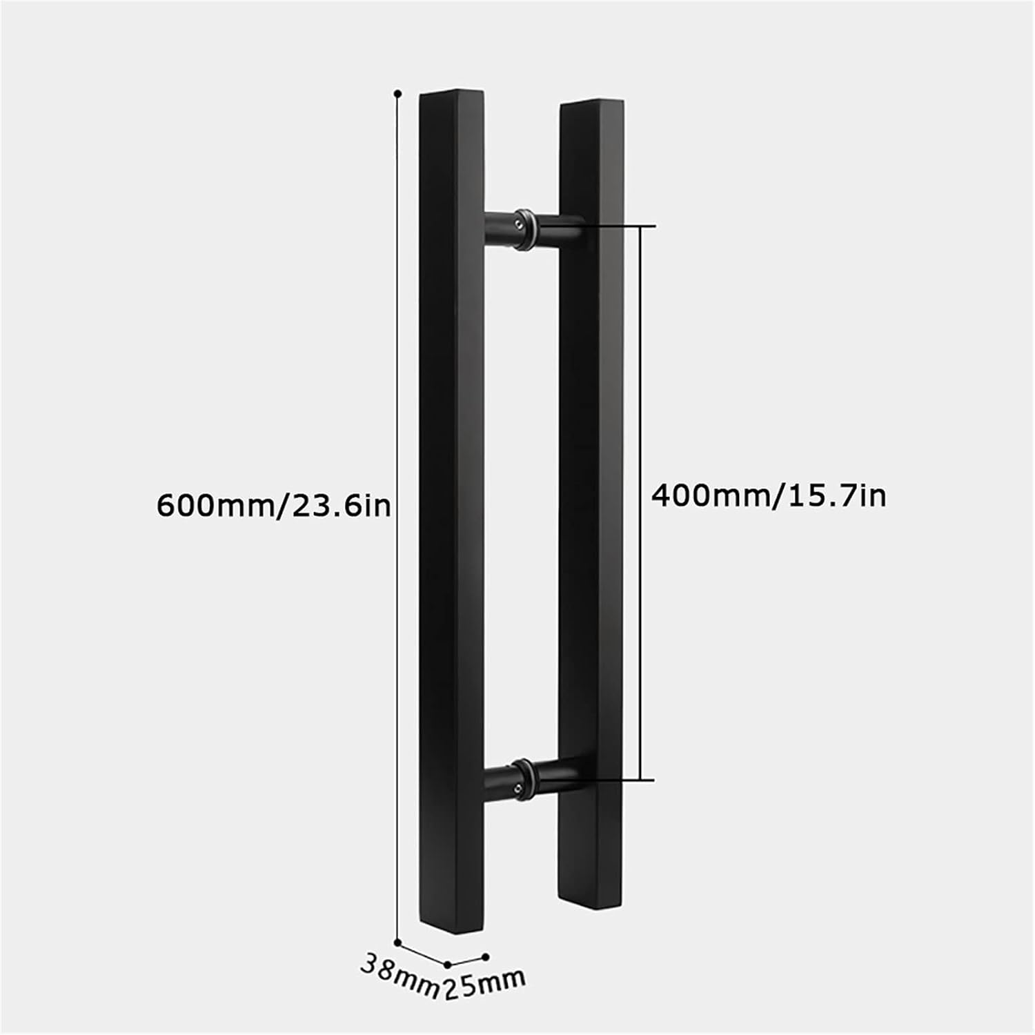 Gate Hardware Door Handle Solid Standoffs Commercial Stainless Steel Office Push-Pull Door Glass Door Wooden Door Sliding Door Handle Black Square Tube Handle (Size : 600×400mm)