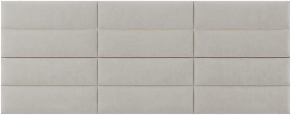 Vänt Upholstered Wall Mounted Headboard Panels -Fredrick Layout - 117' X 46' -Configuration of 12 Individual Panels - Recommended for King-Cal King - Micro Suede/Neutral Sand