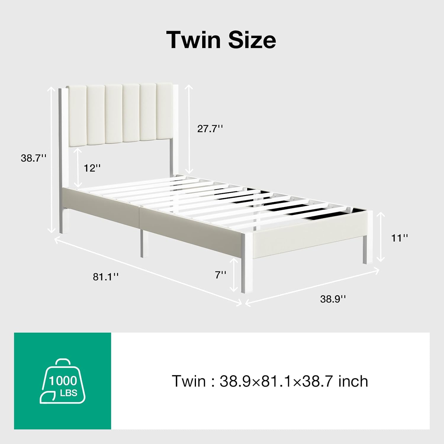 Novilla Twin Bed Frame with Piano Keys Headboard and Footboard, Metal Platform Bed Frames Twin Size, No Box Spring Needed, Easy Assembly, Steel Slats Support, Velvet White