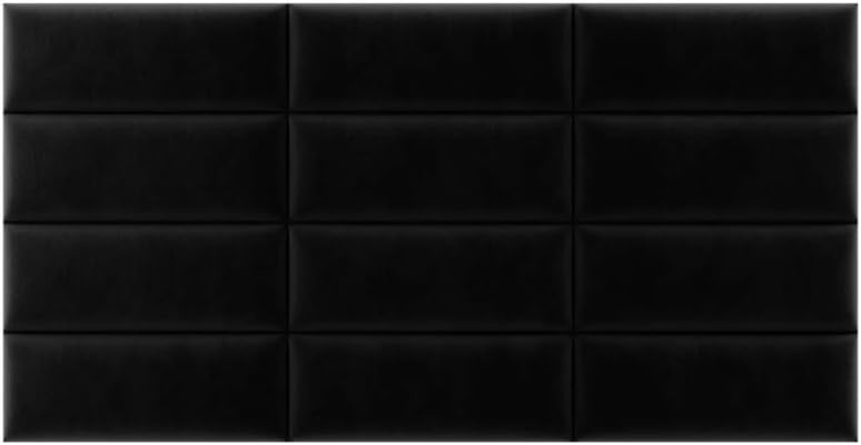 Vänt Upholstered Wall Mounted Velvet Headboard Panels - Elizabeth Layout - 120' X 46' - Configuration of 16 Individual Panels - Recommended for Queen-Full - Velvet/Black