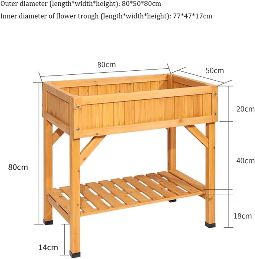 Potting Bench Table, Wooden Horticulture Planting Worstation,Double Flower Stand,Planting Box,Outdoor Succulent Storage Rack,Outdoor Wood Workstation Table, for Garden Patio Fur, A