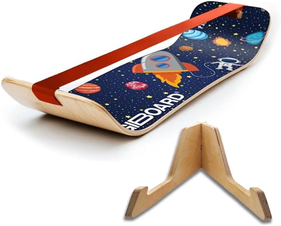 GIBBON SlackBoard - GiBoard Balance Board Kids & Adults - Slackline Balance Trainer - Slack Board Core Workout Equipment Home Gym Training - Standing Desk Exercise - Yoga, Agility, Pilates & More