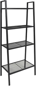 Black Metal Display Shelf, Rectangular Storage Organizer for Books, Plants, Decor, 14.0 x 24.4 x 58.3 in, Matte Finish, Compact Home Storage