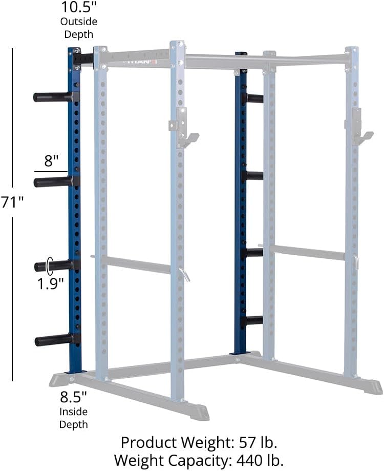 Titan Fitness T-2 Series Power Rack Extension Kit, 12-Gauge Steel Uprights, Bolt-Together Rack Expansion for Home Gym with Weight Plate Holders