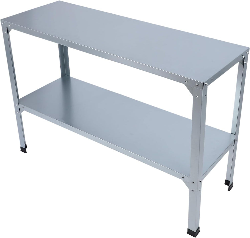 Metal Galvanized Iron Potting Bench Strong Double Layers Greenhouse Table Holds 120KG for Outdoor Gardening Workstation
