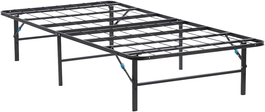 Nestl Foldable Twin XL Bed Frame, Platform Bed, Steel, Easy Tool Free Assembly, 14 Inches High, Twin XL, Black