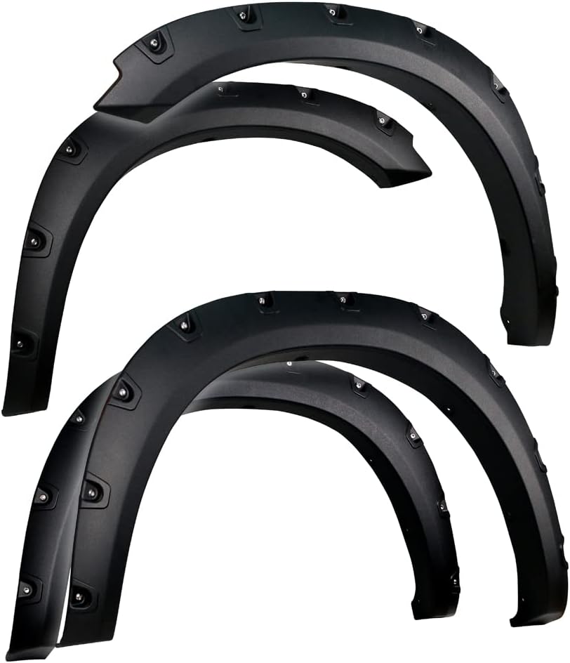 Tyger Auto Fender Flare Compatible with 2009-2018 Dodge Ram 1500; 2019-2024 Classic (Not fit R/T Rebel Warlock), Rough Textured Black Bolt-Riveted Style 4pc | TG-FF8D4147