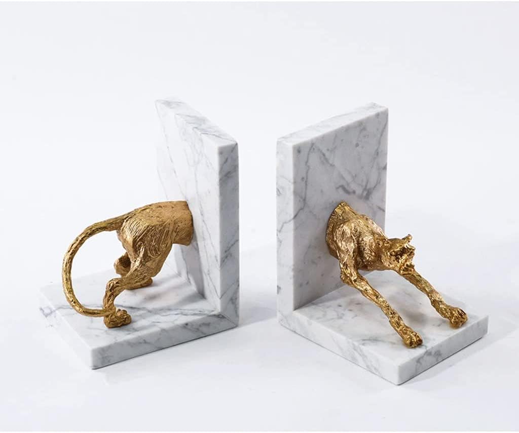 Bookends Creative Fashion Bookends Literary Book Ends Classic Personalized Bookend Modern Light Luxury Marble Office Decoration Gifts Reading Bookshelf Decor