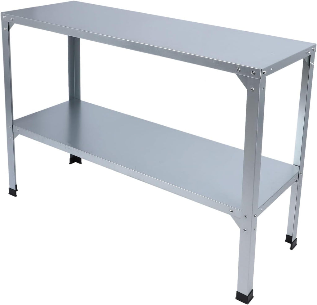 FLEXMAN Metal Potting Bench, Two Layers Removable Outdoor Garden Potting Bench Table Galvanized Iron Outdoor Gardening Work Benches for Potted Plants, Gloves