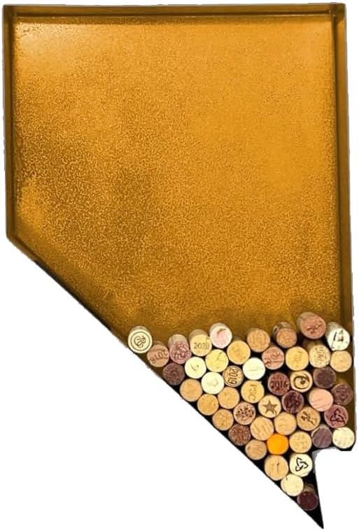NEONSIGN Nevada State Map Wine Cork Holder Metal Nevada Decor Sign Wine Bar Pub Home Decoration (Gold, 24 inch)