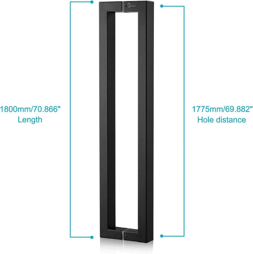 Togu TG-R3825 71 inches Solid Standoffs Heavy-Duty Commercial Grade-304 Stainless Steel Push Pull Door Handle/Barn Door Pull Handle/Glass Pulls, Matte Black Finish