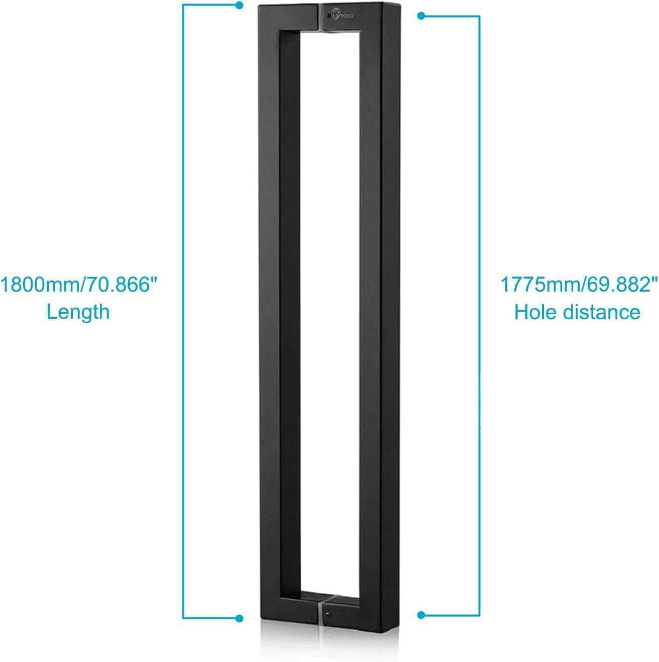 Togu TG-R3825 71 inches Solid Standoffs Heavy-Duty Commercial Grade-304 Stainless Steel Push Pull Door Handle/Barn Door Pull Handle/Glass Pulls, Matte Black Finish