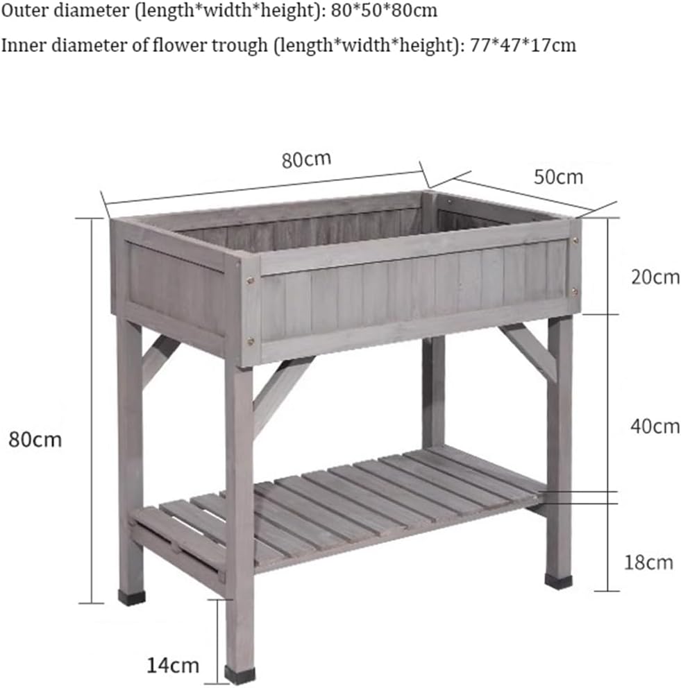 Potting Bench Table, Wooden Horticulture Planting Worstation,Double Flower Stand,Planting Box,Outdoor Succulent Storage Rack,Outdoor Wood Workstation Table, for Garden Patio Fur, B