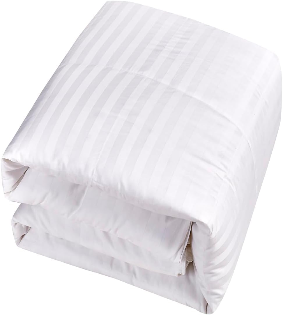 Hotel Grand Goose Down Comforter Duvet Insert Twin - Made in USA，Ultra Soft Striped Pattern Cotton Cover Fabric Fluffy， Hypoallergenic，500 Thread Count，650 Fill Power，All Season Warmth 68x90 Inches