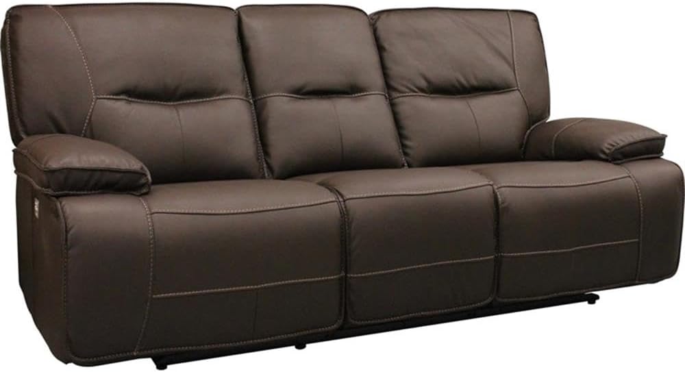 Pemberly Row Contemporary Chocolate Power Reclining Sofa and Chair Set, High-Performance Upholstery, USB Charger, Wall-Hugger Design, 88 in Sofa and 42 in Chair, Living Room Furniture